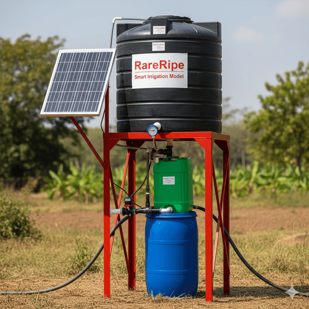 Solar-powered irrigation running across a smallholder field in Bangladesh